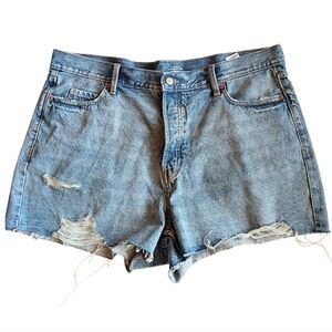 OLD NAVY Women's Sky Hi A line Blue Denim Shorts Smooth Pocket Frayed Plus Sz 28
